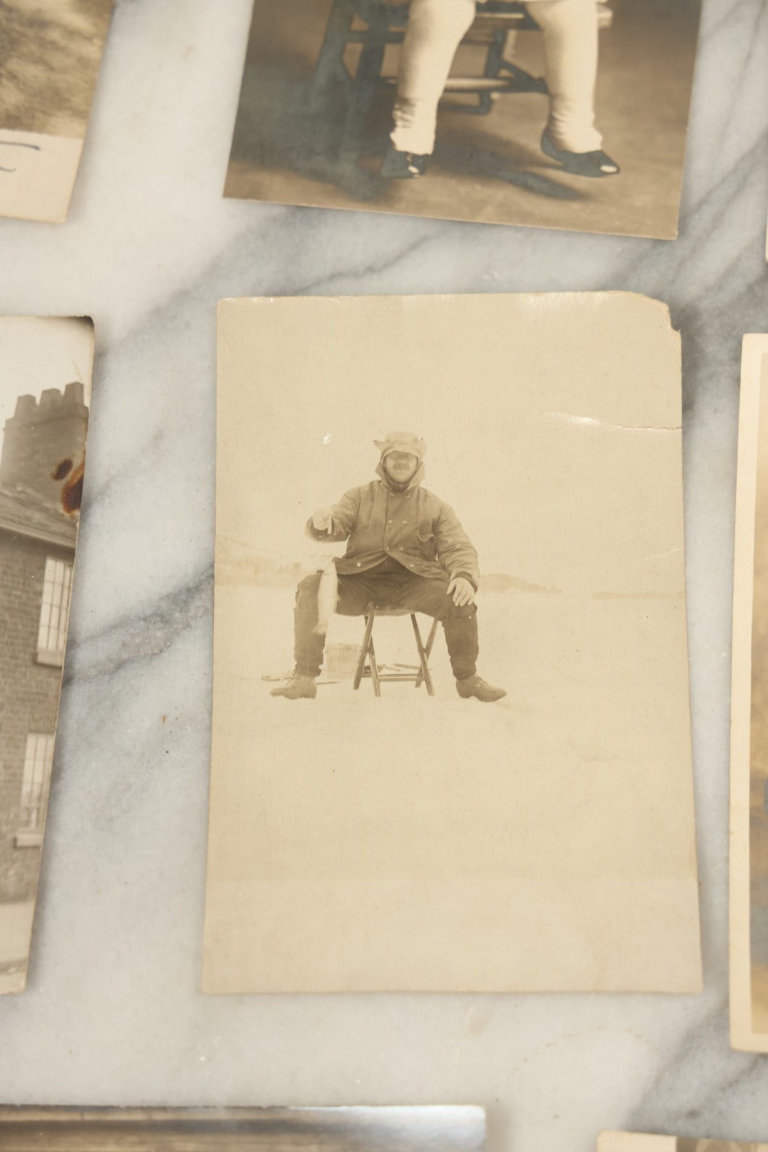 Lot 117 - Grouping Of Thirteen Antique Real Photo Postcards R.P.P.C. Including Man Fishing, Woman With Sled Pram, And Others