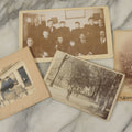Lot 118 - Grouping Of Four Antique Photographs Including A Large Interior Photo Of People All Dressed In Black, A Cabinet Card Of A Park, Possibly Boston Common, A Child With A Cart, And A Horse Drawn Sleigh