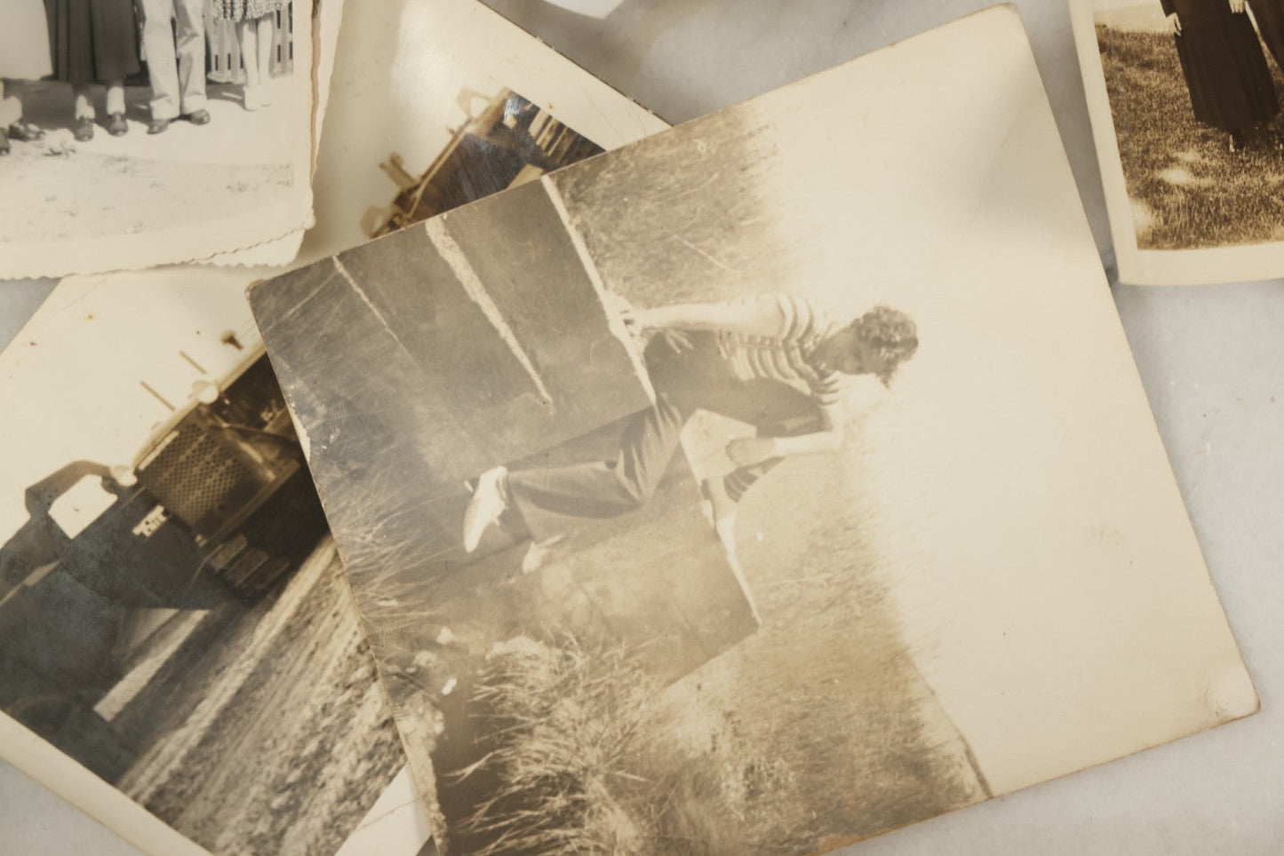 Lot 119 - Grouping Of 15+ Vintage Snapshot Photographs, Mostly Of Railroads, Trains, Locomotives, And Servicemen, Circa 1940 - 1970