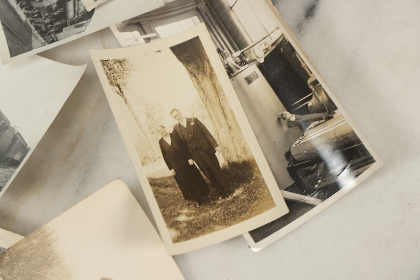 Lot 119 - Grouping Of 15+ Vintage Snapshot Photographs, Mostly Of Railroads, Trains, Locomotives, And Servicemen, Circa 1940 - 1970