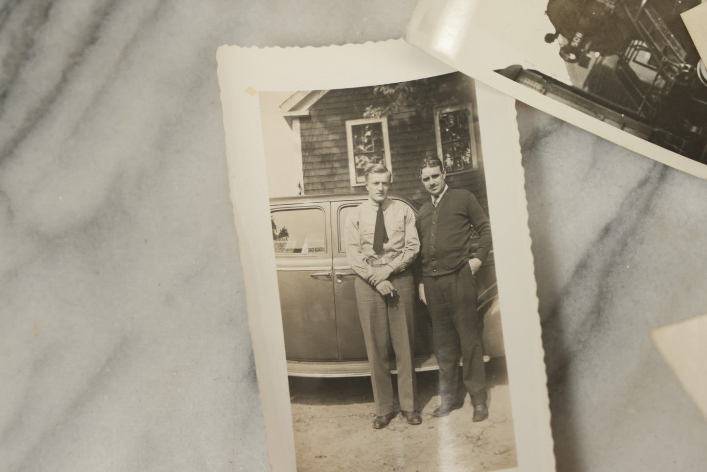 Lot 119 - Grouping Of 15+ Vintage Snapshot Photographs, Mostly Of Railroads, Trains, Locomotives, And Servicemen, Circa 1940 - 1970