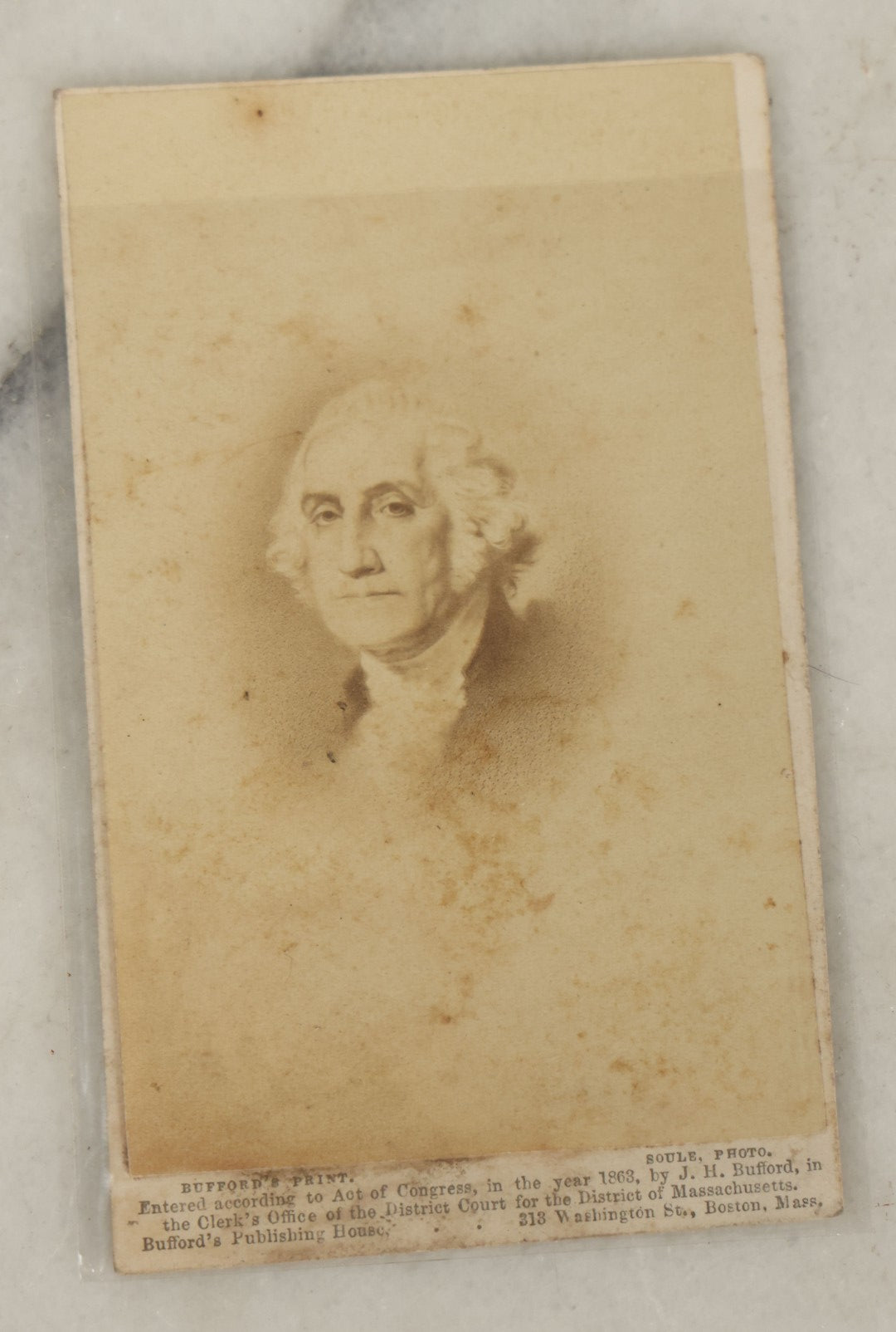 Lot 123 - Grouping Of Six Pieces Of George And Martha Washington Ephemera Including Carte De Visite C.D.V. Album Filler Cards, Postcard, Washington Bicentennial Booklet, And More