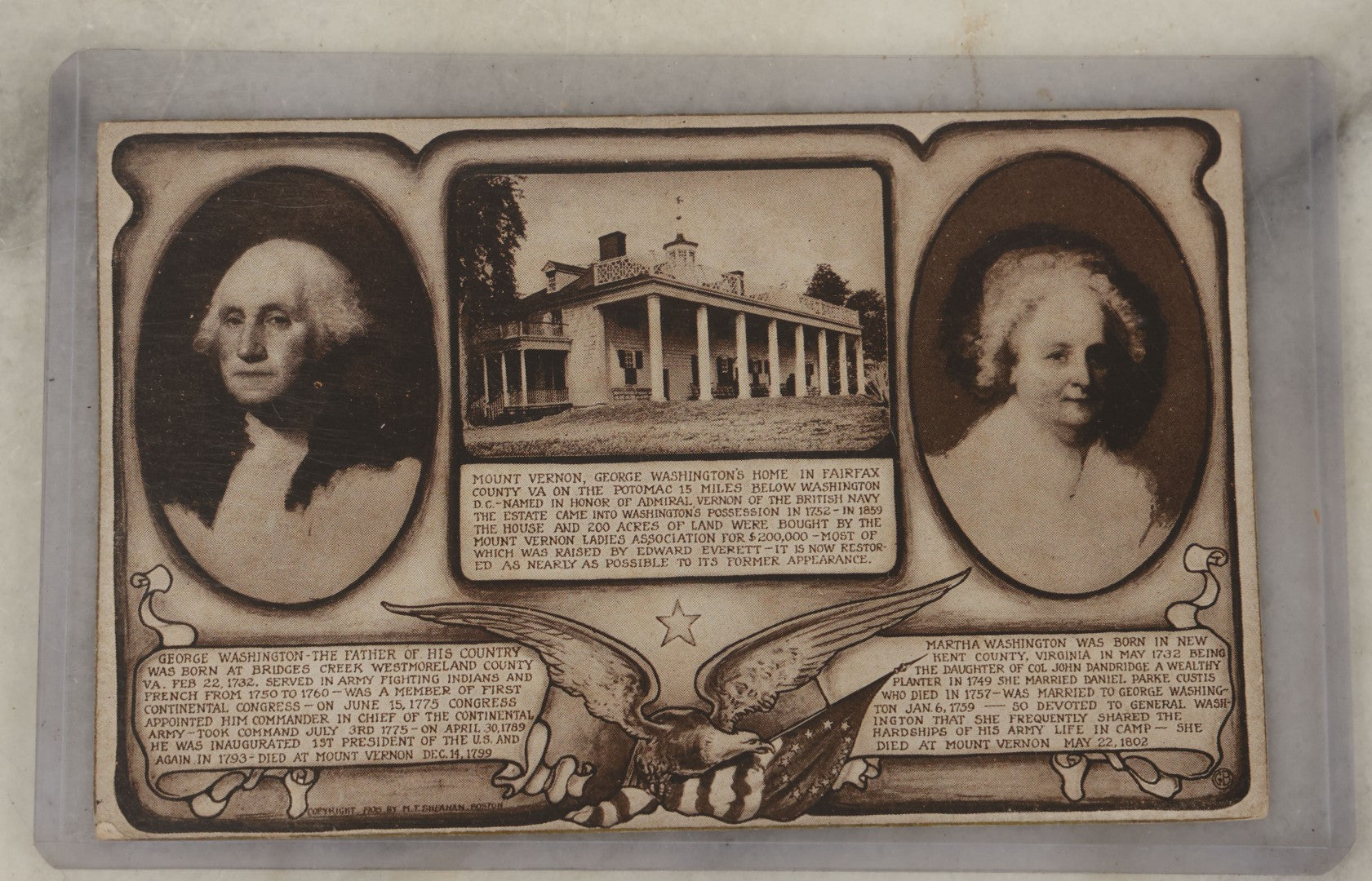 Lot 123 - Grouping Of Six Pieces Of George And Martha Washington Ephemera Including Carte De Visite C.D.V. Album Filler Cards, Postcard, Washington Bicentennial Booklet, And More