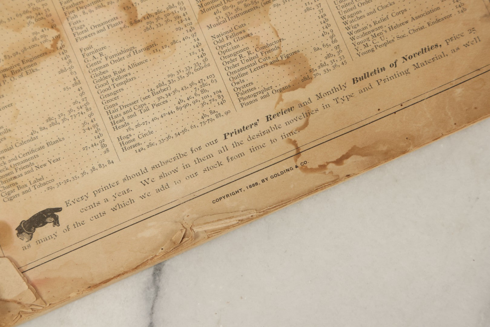 Lot 124 - "Specimens Of Electropype Cuts, Ornamental Designs, Etc." Antique Catalogue From Golding And Co., Boston, Massachusetts, Profusely Illustrated With Various Designs