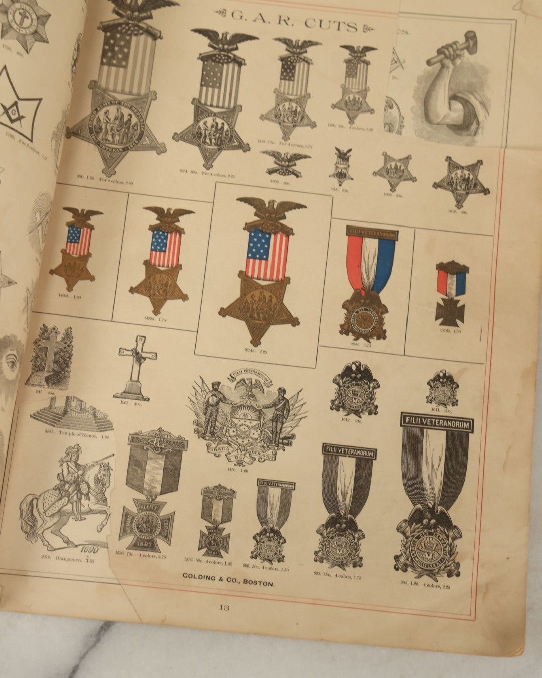 Lot 124 - "Specimens Of Electropype Cuts, Ornamental Designs, Etc." Antique Catalogue From Golding And Co., Boston, Massachusetts, Profusely Illustrated With Various Designs