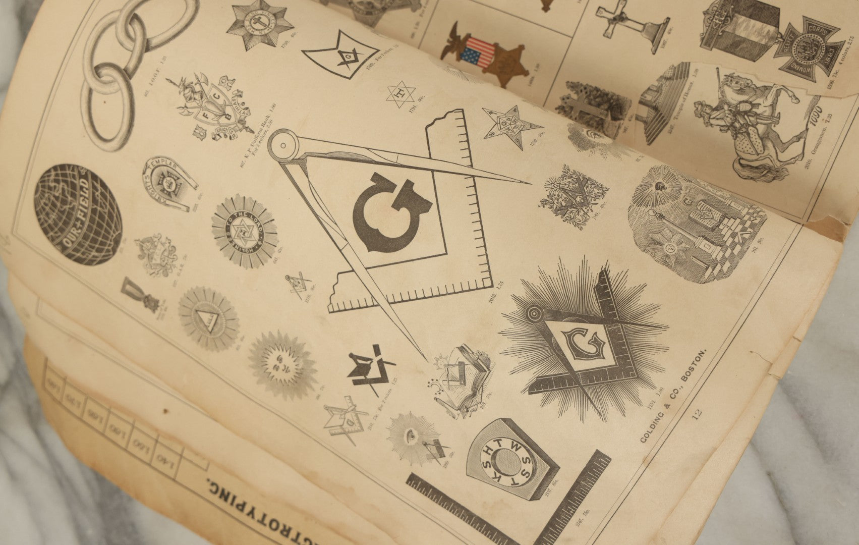 Lot 124 - "Specimens Of Electropype Cuts, Ornamental Designs, Etc." Antique Catalogue From Golding And Co., Boston, Massachusetts, Profusely Illustrated With Various Designs