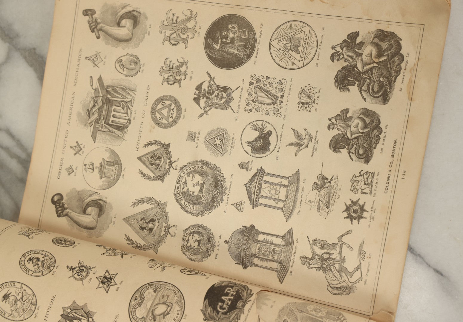 Lot 124 - "Specimens Of Electropype Cuts, Ornamental Designs, Etc." Antique Catalogue From Golding And Co., Boston, Massachusetts, Profusely Illustrated With Various Designs