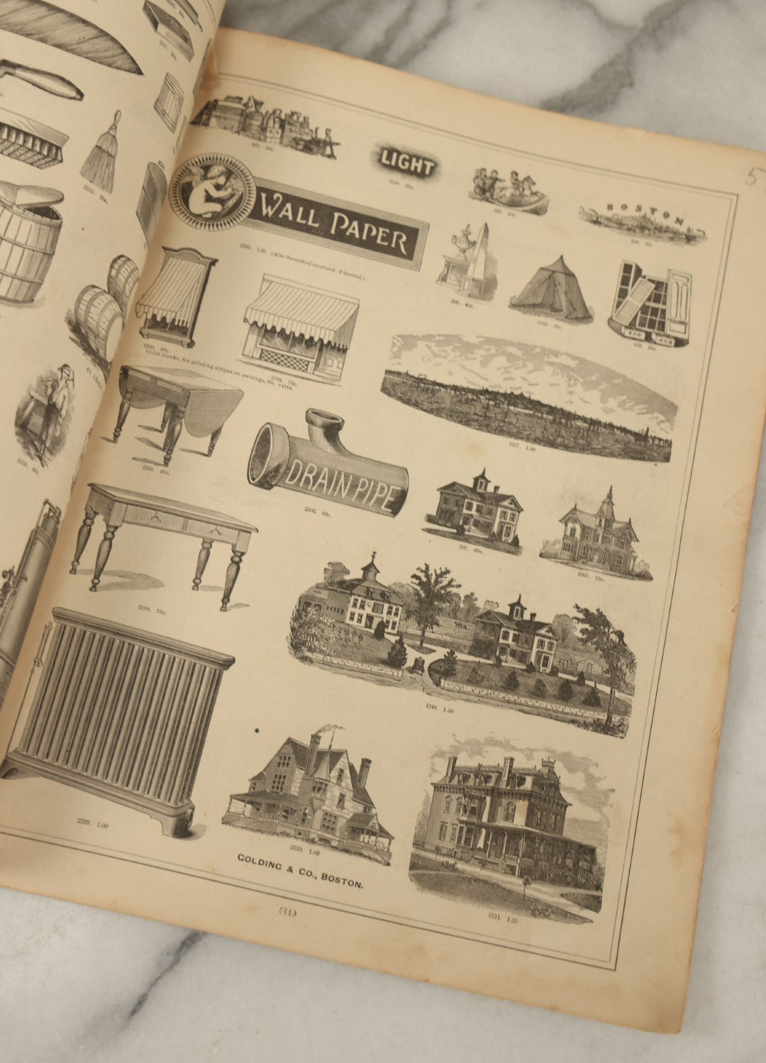 Lot 124 - "Specimens Of Electropype Cuts, Ornamental Designs, Etc." Antique Catalogue From Golding And Co., Boston, Massachusetts, Profusely Illustrated With Various Designs