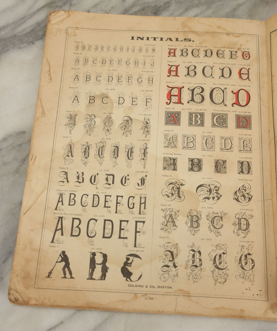 Lot 124 - "Specimens Of Electropype Cuts, Ornamental Designs, Etc." Antique Catalogue From Golding And Co., Boston, Massachusetts, Profusely Illustrated With Various Designs