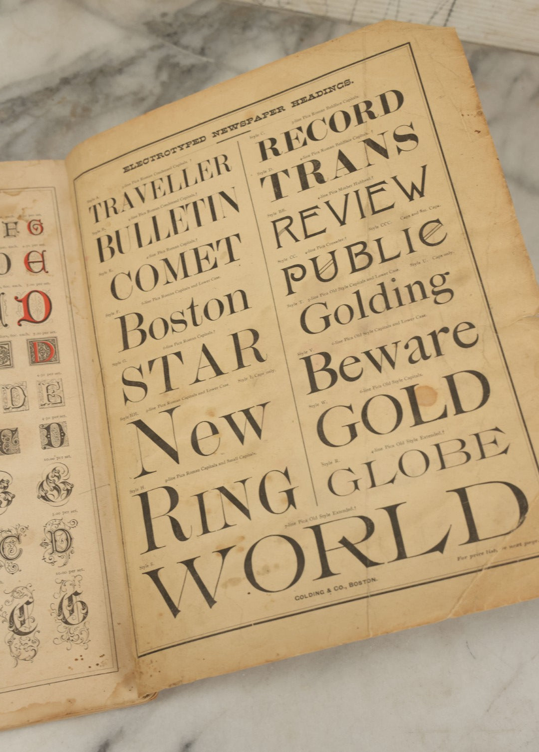 Lot 124 - "Specimens Of Electropype Cuts, Ornamental Designs, Etc." Antique Catalogue From Golding And Co., Boston, Massachusetts, Profusely Illustrated With Various Designs