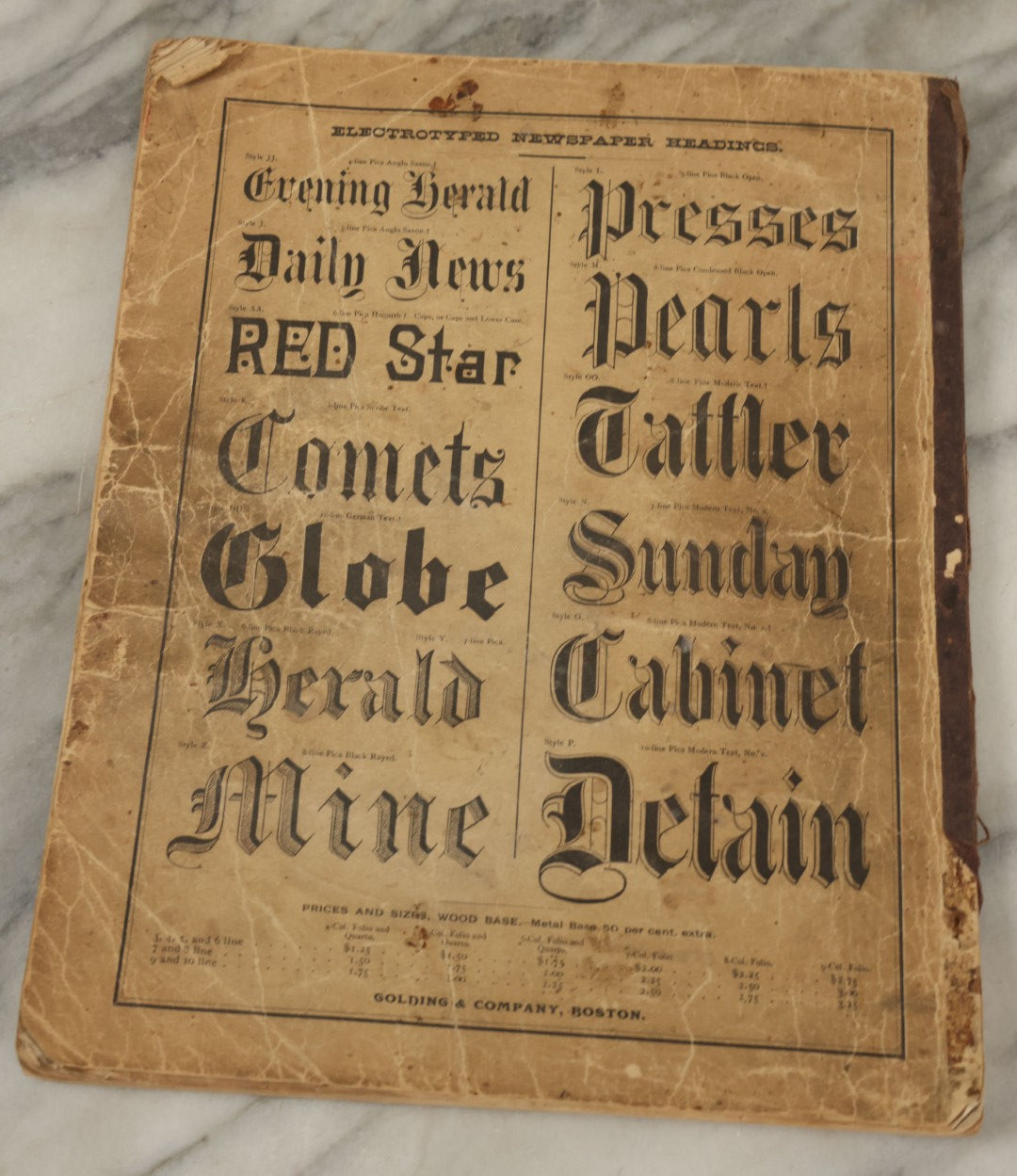 Lot 124 - "Specimens Of Electropype Cuts, Ornamental Designs, Etc." Antique Catalogue From Golding And Co., Boston, Massachusetts, Profusely Illustrated With Various Designs