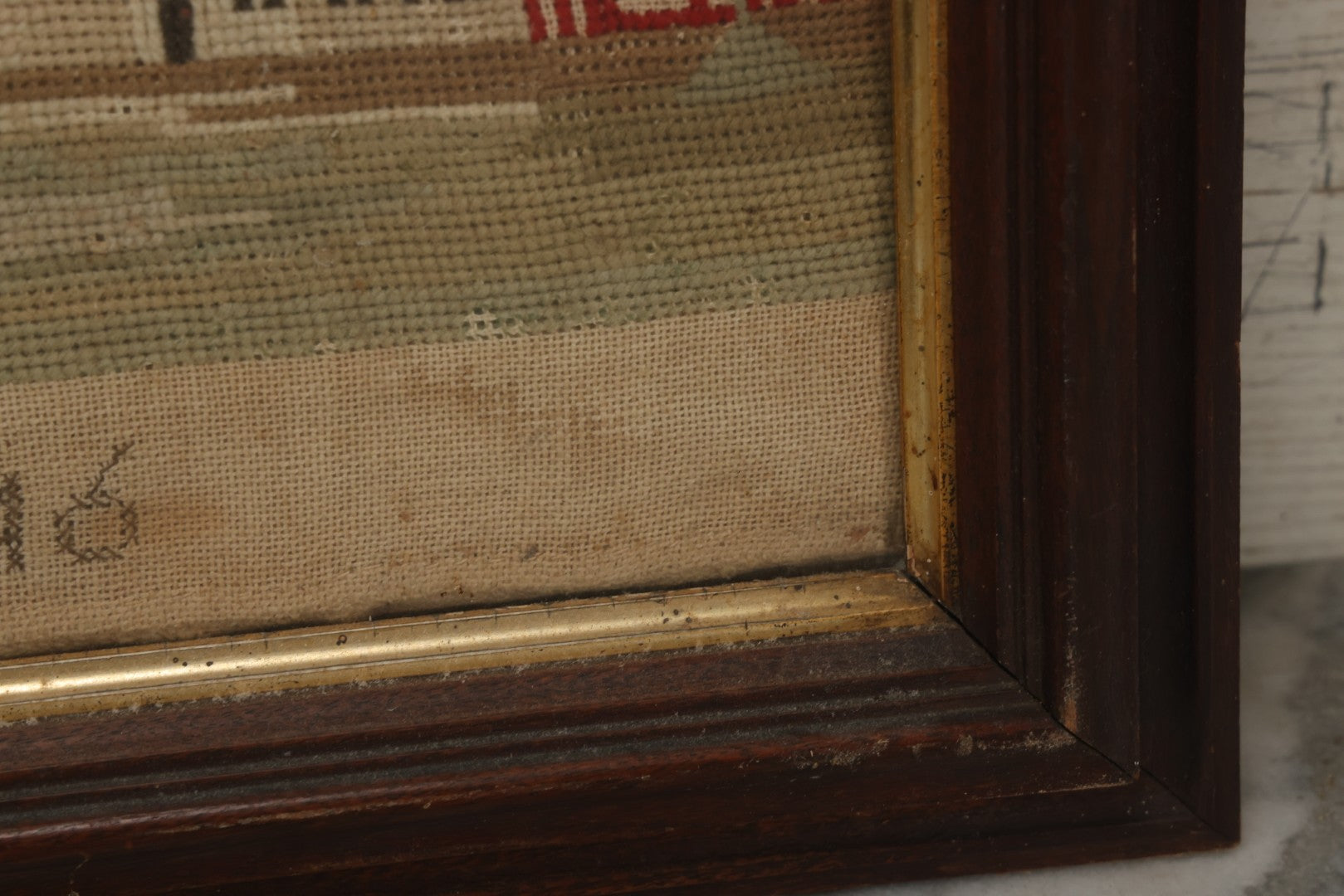 Lot 001 - Antique Mid-19th Century Needlepoint Sampler Of A Girl In A Country Setting, Signed Sarah Sykes (Pictured In Lot 002), 1846, 19-1/2" x 20"