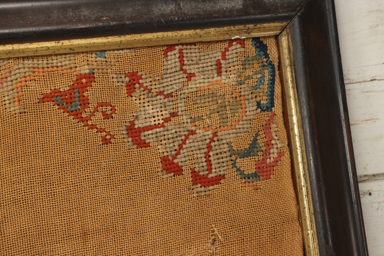 Lot 003 - Large Antique Mid-19th Century Needlepoint Sampler Of A Young Girl In A Pink Dress At Play, Note Wear, Losses, 28-1/4" x 24-1/4"