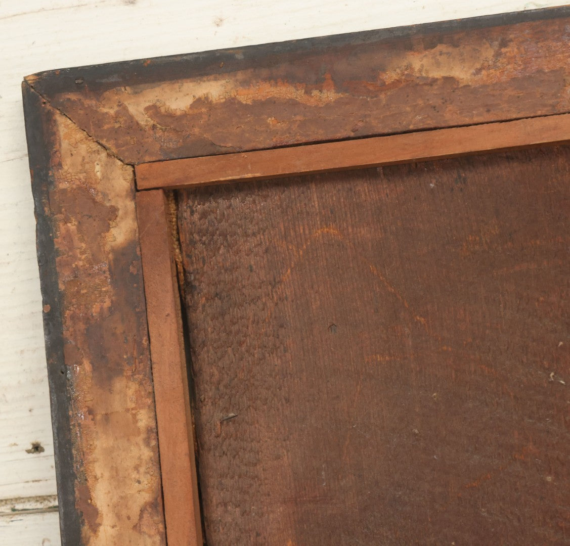 Lot 003 - Large Antique Mid-19th Century Needlepoint Sampler Of A Young Girl In A Pink Dress At Play, Note Wear, Losses, 28-1/4" x 24-1/4"