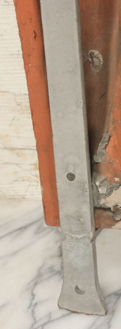 Lot 004 - Vintage Cast Terracotta Relief Family Grave Marker Plaque, Cerruti Family, With Cherubs On Either Side, Including Metal Brackets, Note Repairs, Heavy Damage, 19" x 19-7/8"