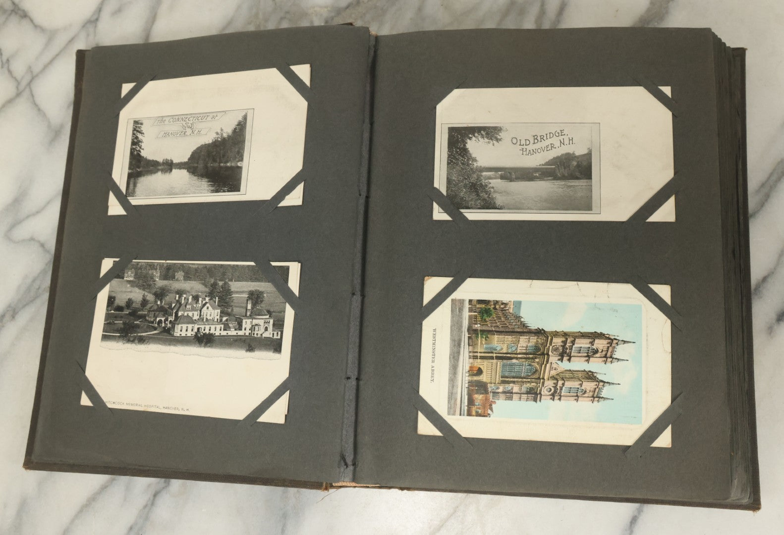 Lot 118 - Large Antique Postcard Album With 125+ Antique Postcards, Mostly Relating To Locations, Landmarks, Including Old Orchard Beach, Maine, Dartmouth College, New Hampshire, Other New England Scenes, All Postcards Pictured