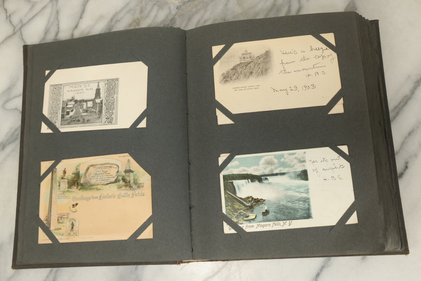 Lot 118 - Large Antique Postcard Album With 125+ Antique Postcards, Mostly Relating To Locations, Landmarks, Including Old Orchard Beach, Maine, Dartmouth College, New Hampshire, Other New England Scenes, All Postcards Pictured