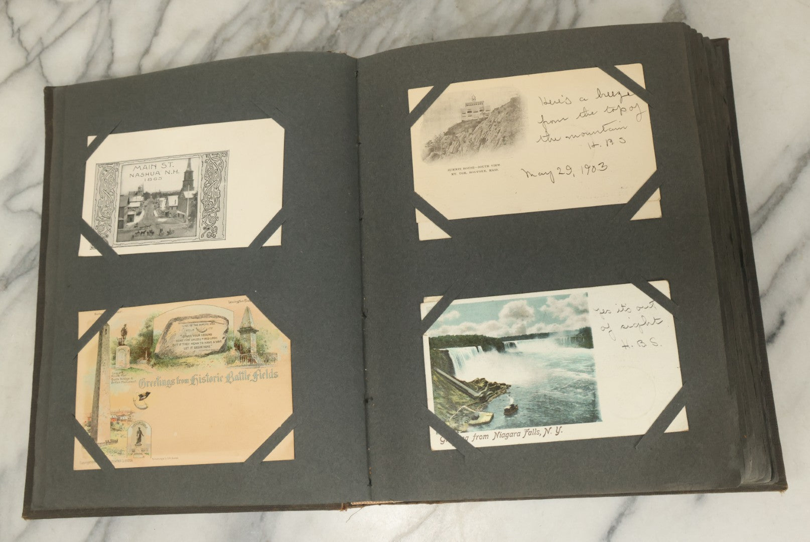 Lot 118 - Large Antique Postcard Album With 125+ Antique Postcards, Mostly Relating To Locations, Landmarks, Including Old Orchard Beach, Maine, Dartmouth College, New Hampshire, Other New England Scenes, All Postcards Pictured