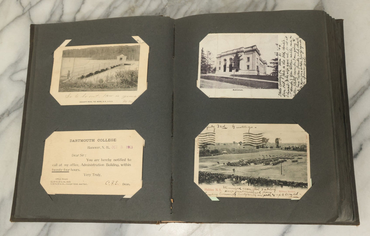 Lot 118 - Large Antique Postcard Album With 125+ Antique Postcards, Mostly Relating To Locations, Landmarks, Including Old Orchard Beach, Maine, Dartmouth College, New Hampshire, Other New England Scenes, All Postcards Pictured