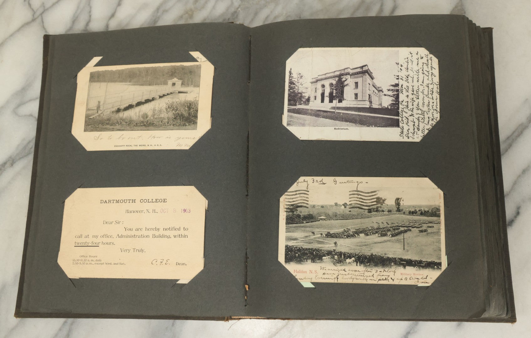 Lot 118 - Large Antique Postcard Album With 125+ Antique Postcards, Mostly Relating To Locations, Landmarks, Including Old Orchard Beach, Maine, Dartmouth College, New Hampshire, Other New England Scenes, All Postcards Pictured