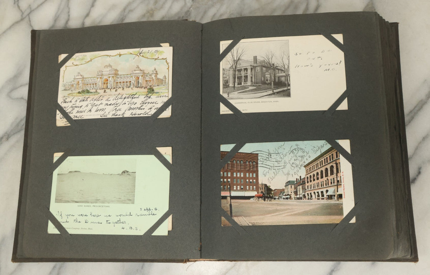 Lot 118 - Large Antique Postcard Album With 125+ Antique Postcards, Mostly Relating To Locations, Landmarks, Including Old Orchard Beach, Maine, Dartmouth College, New Hampshire, Other New England Scenes, All Postcards Pictured