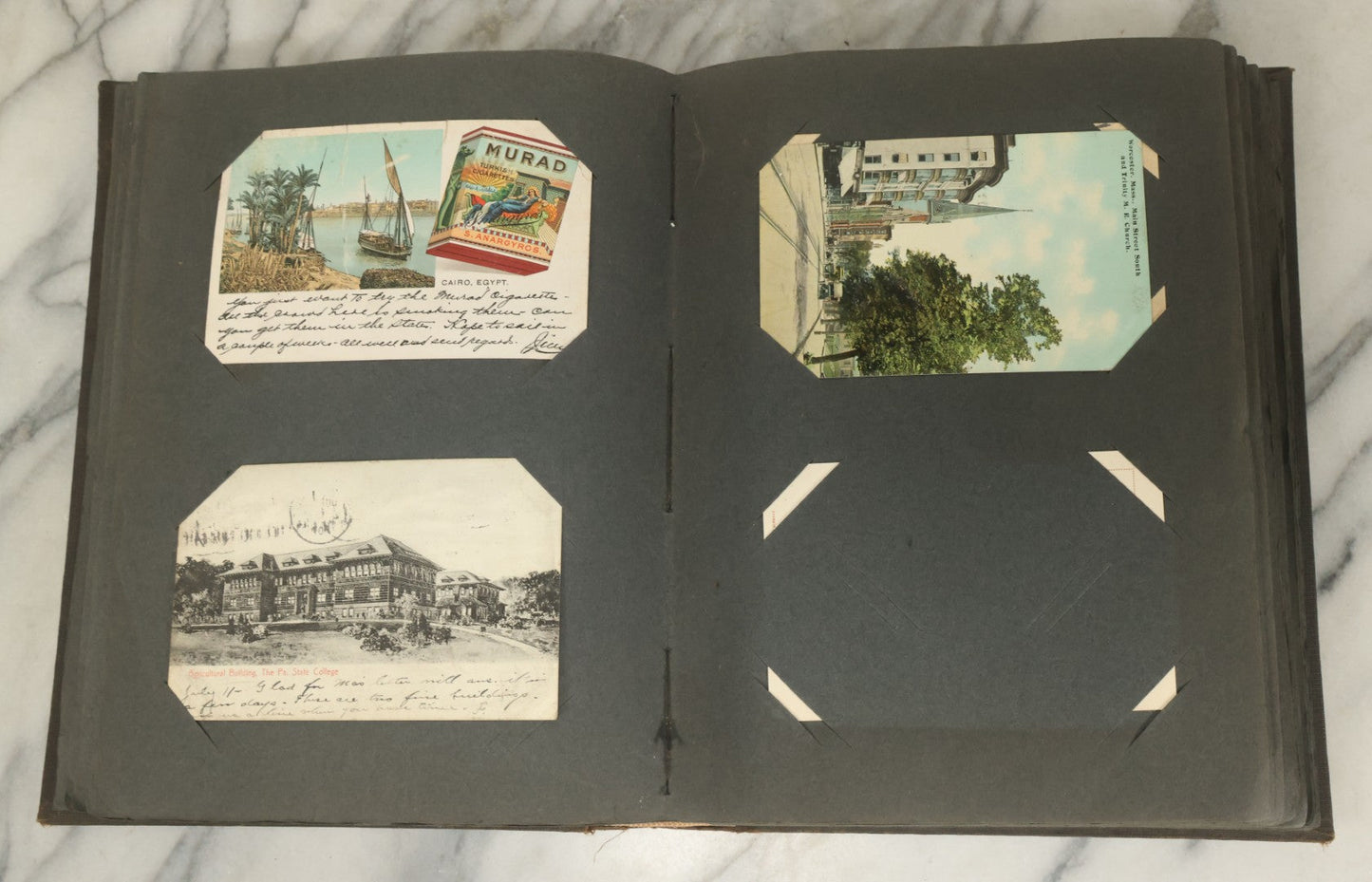 Lot 118 - Large Antique Postcard Album With 125+ Antique Postcards, Mostly Relating To Locations, Landmarks, Including Old Orchard Beach, Maine, Dartmouth College, New Hampshire, Other New England Scenes, All Postcards Pictured
