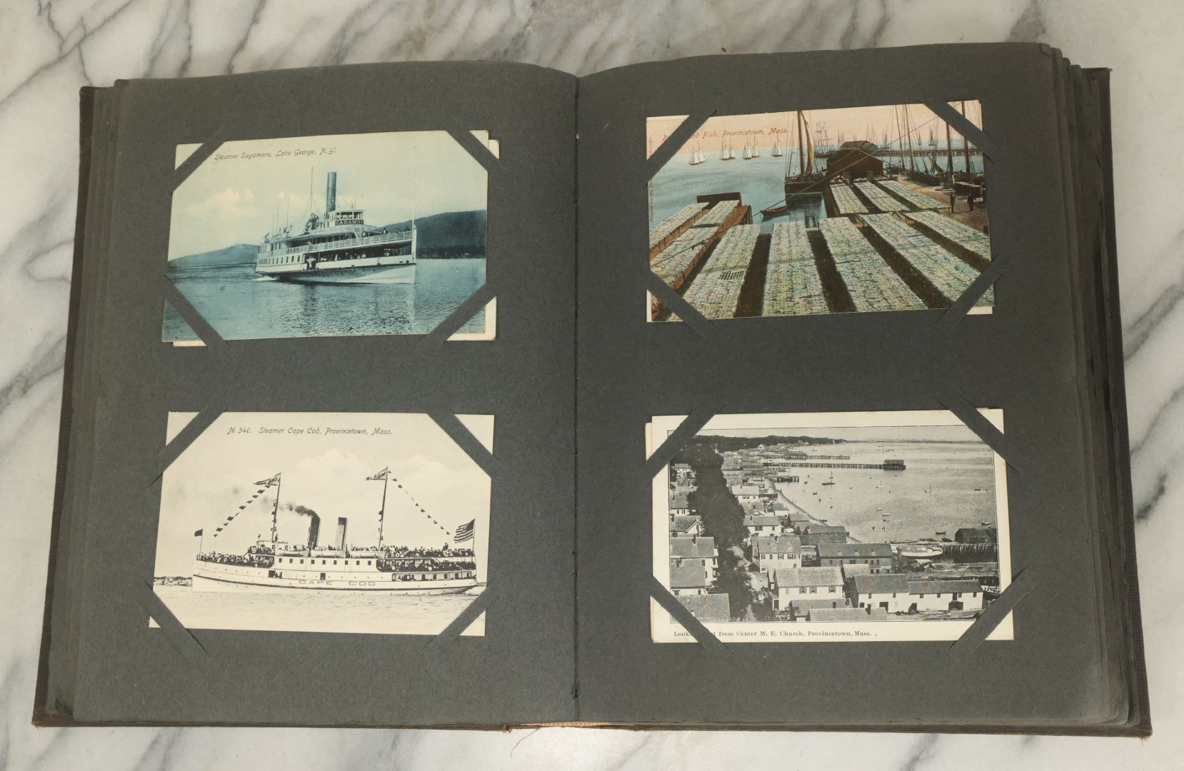 Lot 118 - Large Antique Postcard Album With 125+ Antique Postcards, Mostly Relating To Locations, Landmarks, Including Old Orchard Beach, Maine, Dartmouth College, New Hampshire, Other New England Scenes, All Postcards Pictured