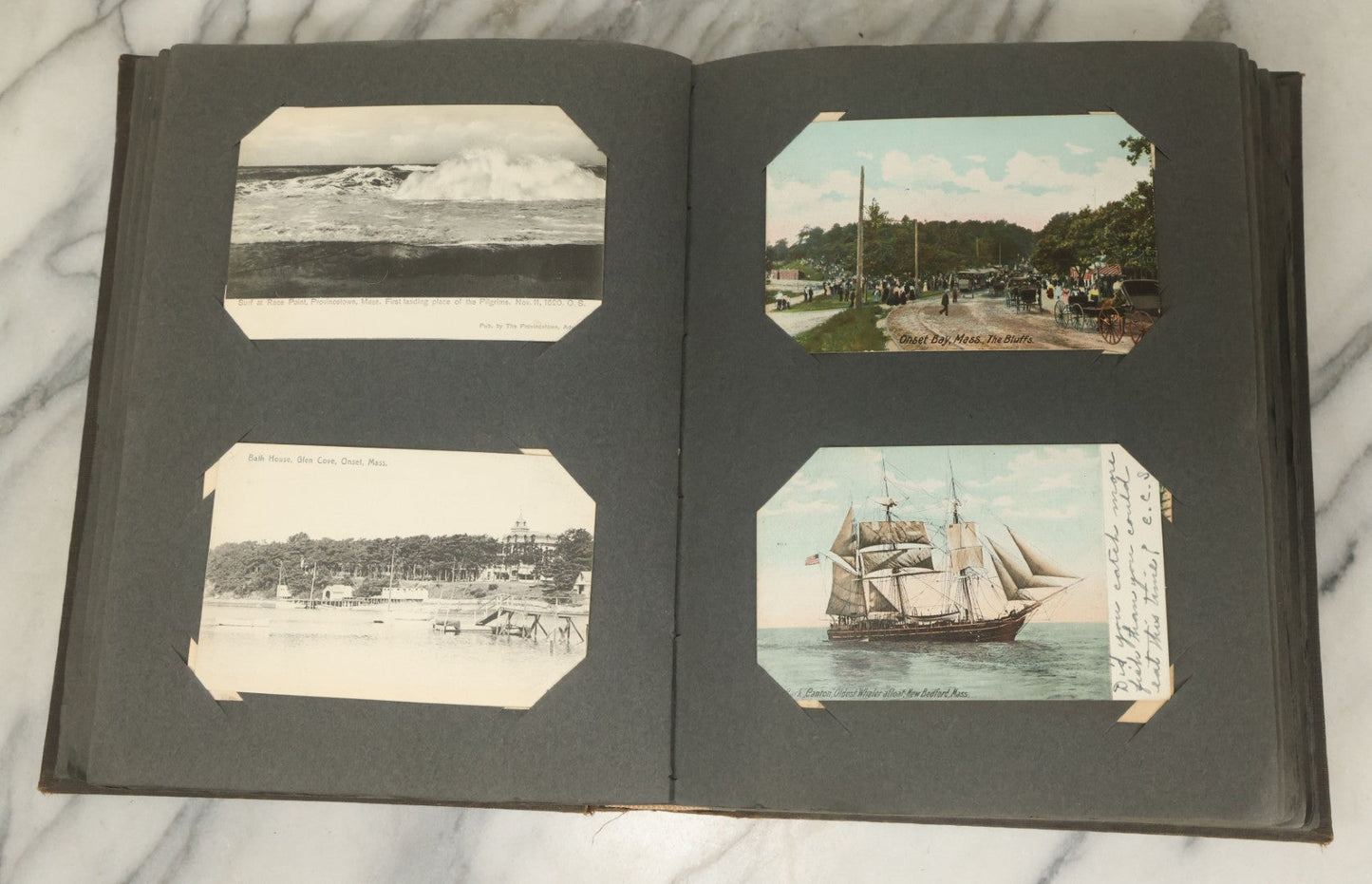 Lot 118 - Large Antique Postcard Album With 125+ Antique Postcards, Mostly Relating To Locations, Landmarks, Including Old Orchard Beach, Maine, Dartmouth College, New Hampshire, Other New England Scenes, All Postcards Pictured