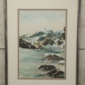Lot 007 - Vintage Framed Watercolor Nautical Seascape Painting, Waves Crashing On Rocky Shore, Signed By Artist, V. Mercuri, 15-1/4" x 19-3/4"