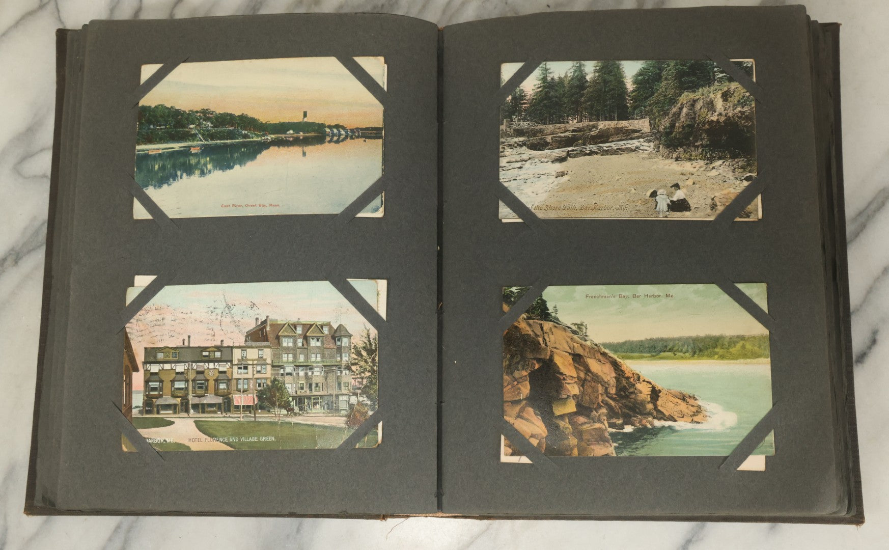 Lot 118 - Large Antique Postcard Album With 125+ Antique Postcards, Mostly Relating To Locations, Landmarks, Including Old Orchard Beach, Maine, Dartmouth College, New Hampshire, Other New England Scenes, All Postcards Pictured