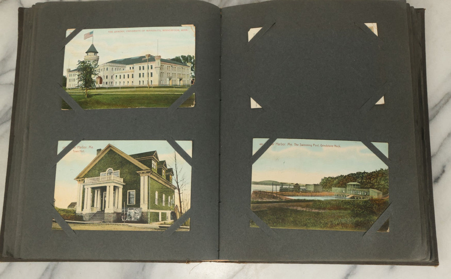 Lot 118 - Large Antique Postcard Album With 125+ Antique Postcards, Mostly Relating To Locations, Landmarks, Including Old Orchard Beach, Maine, Dartmouth College, New Hampshire, Other New England Scenes, All Postcards Pictured