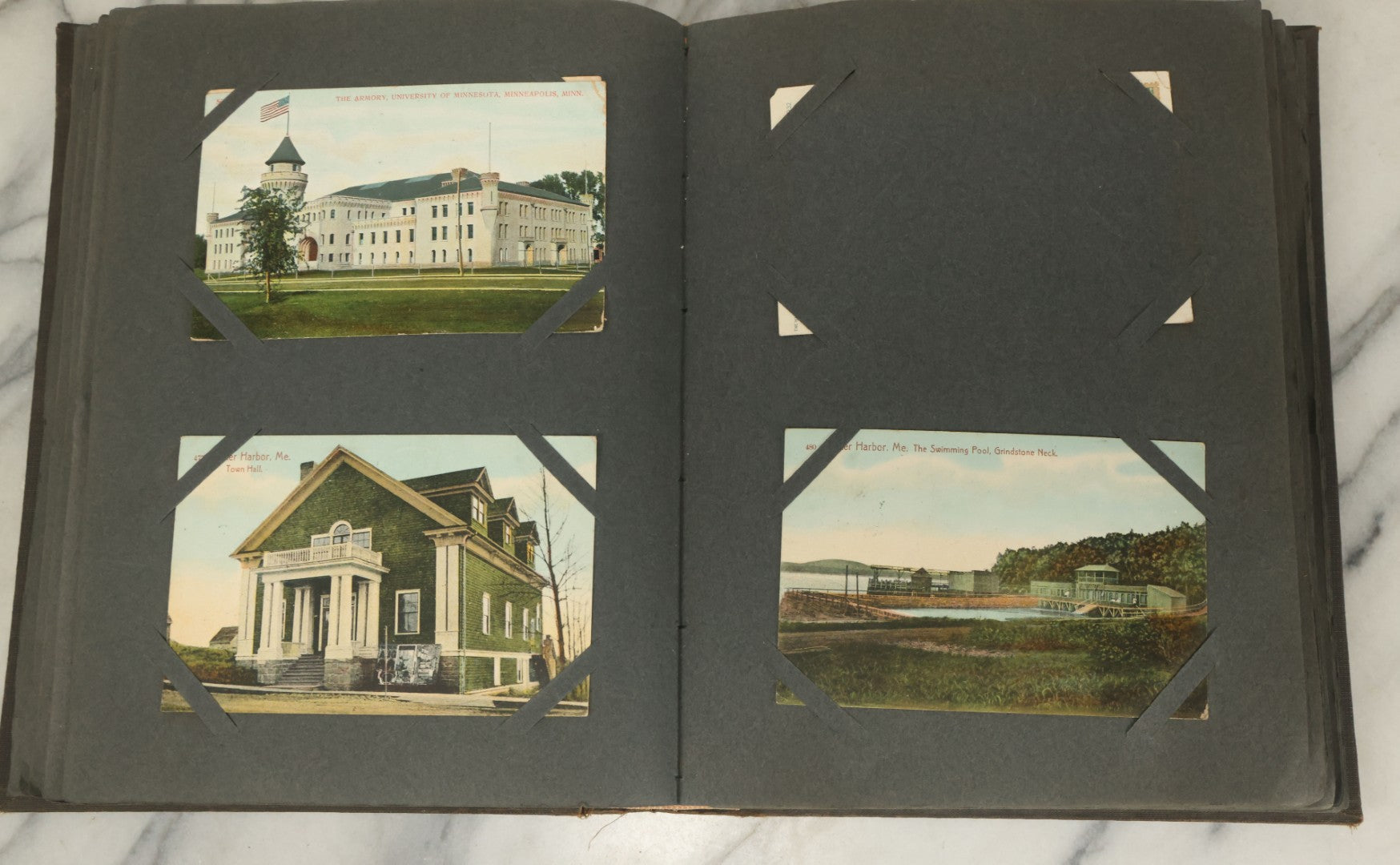Lot 118 - Large Antique Postcard Album With 125+ Antique Postcards, Mostly Relating To Locations, Landmarks, Including Old Orchard Beach, Maine, Dartmouth College, New Hampshire, Other New England Scenes, All Postcards Pictured