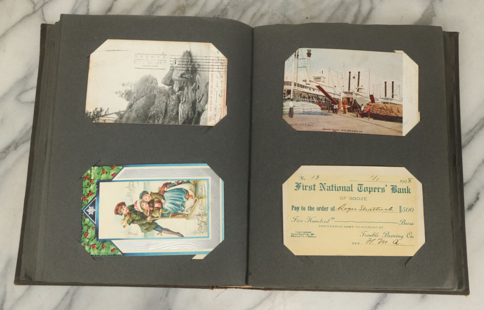 Lot 118 - Large Antique Postcard Album With 125+ Antique Postcards, Mostly Relating To Locations, Landmarks, Including Old Orchard Beach, Maine, Dartmouth College, New Hampshire, Other New England Scenes, All Postcards Pictured