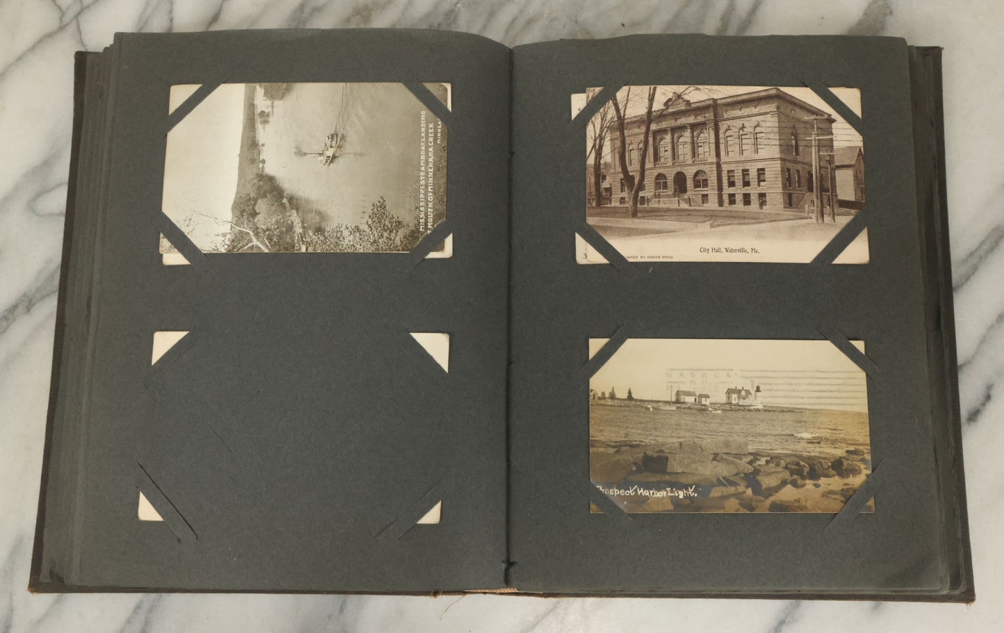 Lot 118 - Large Antique Postcard Album With 125+ Antique Postcards, Mostly Relating To Locations, Landmarks, Including Old Orchard Beach, Maine, Dartmouth College, New Hampshire, Other New England Scenes, All Postcards Pictured