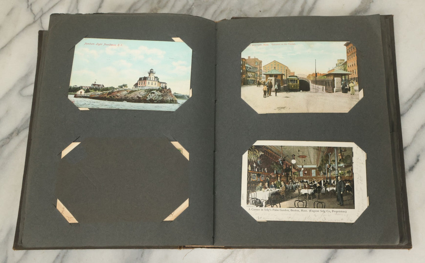 Lot 118 - Large Antique Postcard Album With 125+ Antique Postcards, Mostly Relating To Locations, Landmarks, Including Old Orchard Beach, Maine, Dartmouth College, New Hampshire, Other New England Scenes, All Postcards Pictured