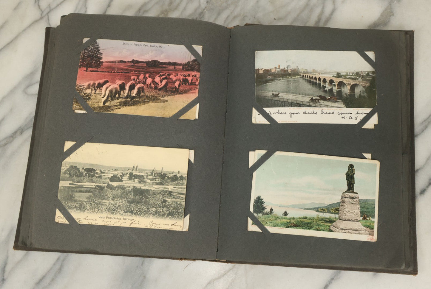 Lot 118 - Large Antique Postcard Album With 125+ Antique Postcards, Mostly Relating To Locations, Landmarks, Including Old Orchard Beach, Maine, Dartmouth College, New Hampshire, Other New England Scenes, All Postcards Pictured