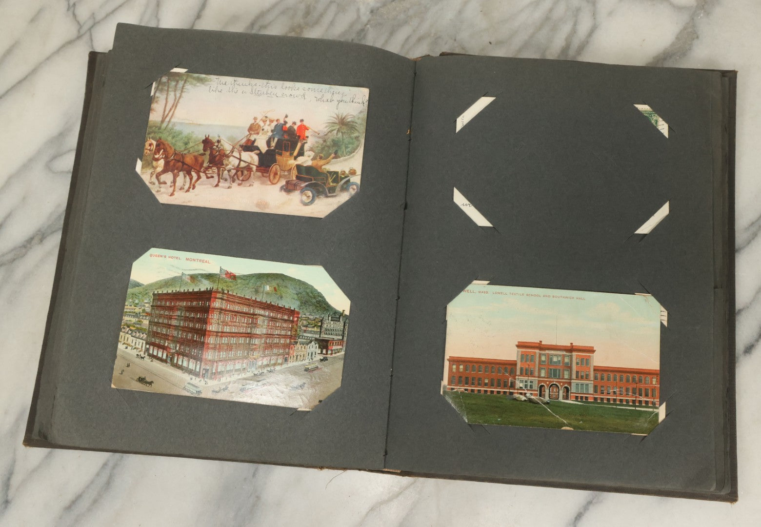 Lot 118 - Large Antique Postcard Album With 125+ Antique Postcards, Mostly Relating To Locations, Landmarks, Including Old Orchard Beach, Maine, Dartmouth College, New Hampshire, Other New England Scenes, All Postcards Pictured