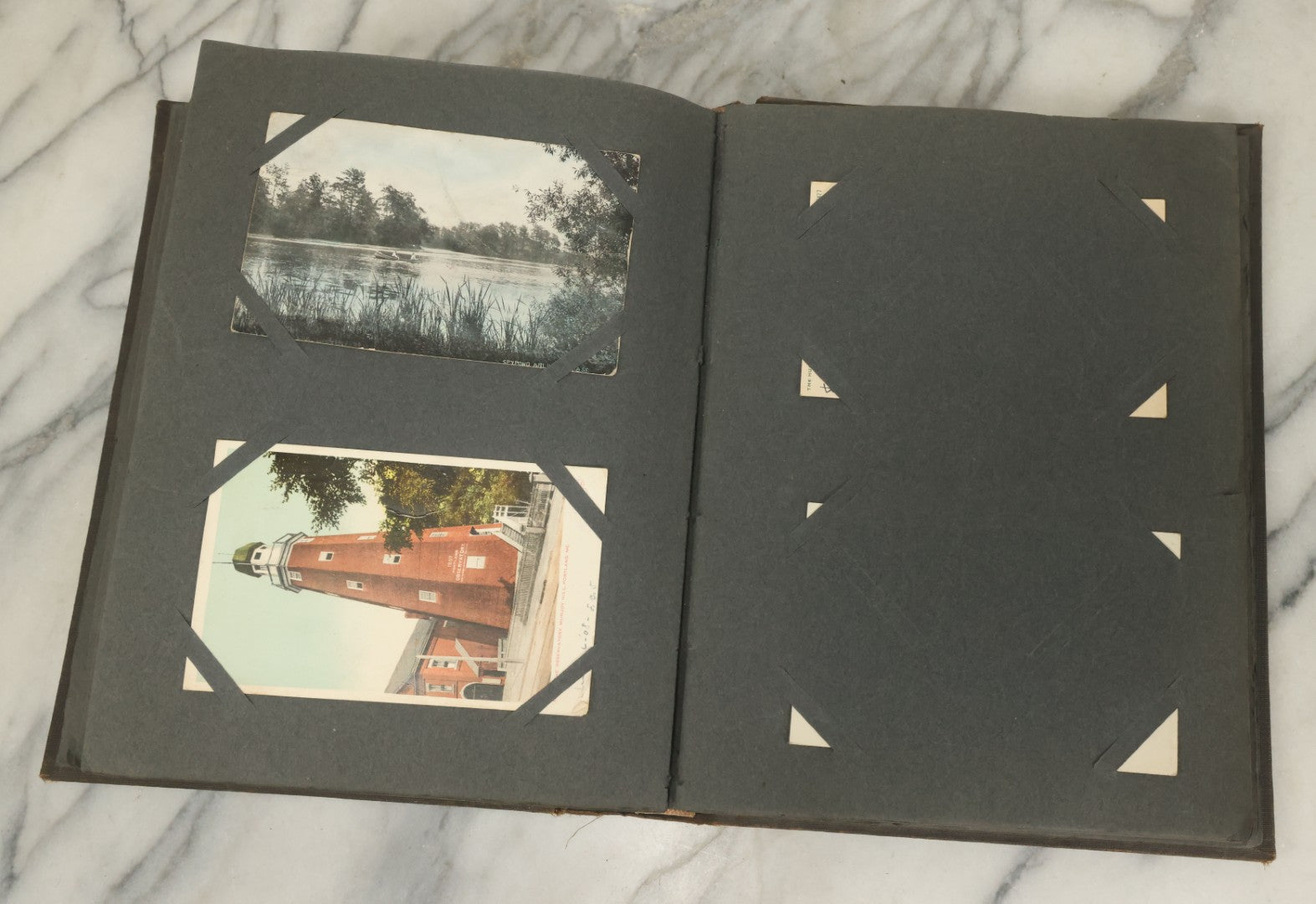 Lot 118 - Large Antique Postcard Album With 125+ Antique Postcards, Mostly Relating To Locations, Landmarks, Including Old Orchard Beach, Maine, Dartmouth College, New Hampshire, Other New England Scenes, All Postcards Pictured