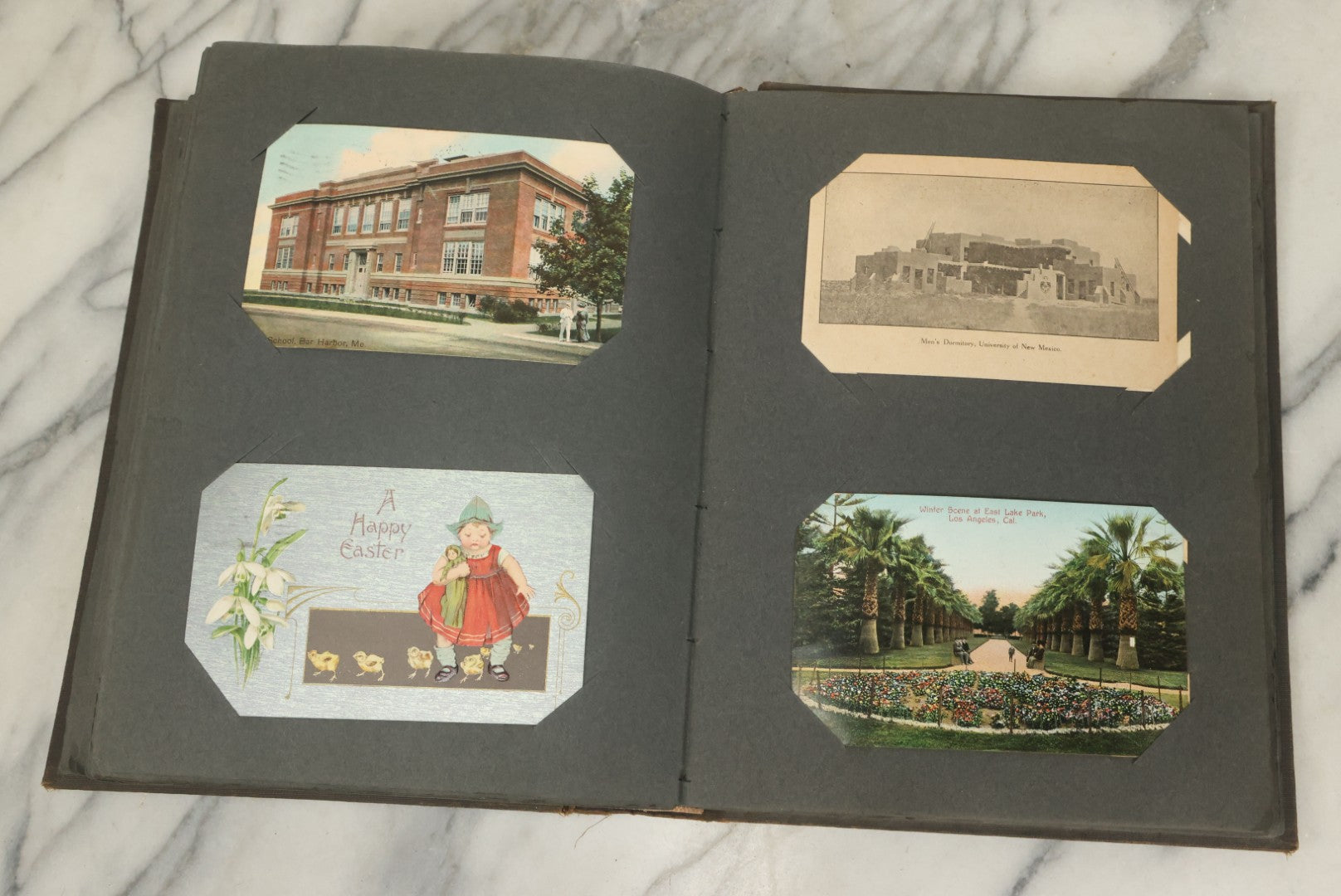 Lot 118 - Large Antique Postcard Album With 125+ Antique Postcards, Mostly Relating To Locations, Landmarks, Including Old Orchard Beach, Maine, Dartmouth College, New Hampshire, Other New England Scenes, All Postcards Pictured