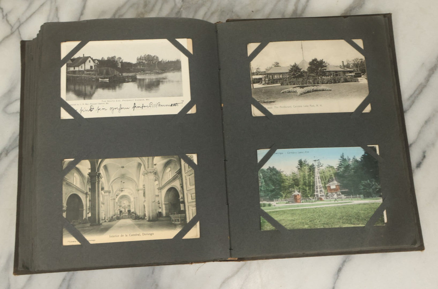 Lot 118 - Large Antique Postcard Album With 125+ Antique Postcards, Mostly Relating To Locations, Landmarks, Including Old Orchard Beach, Maine, Dartmouth College, New Hampshire, Other New England Scenes, All Postcards Pictured