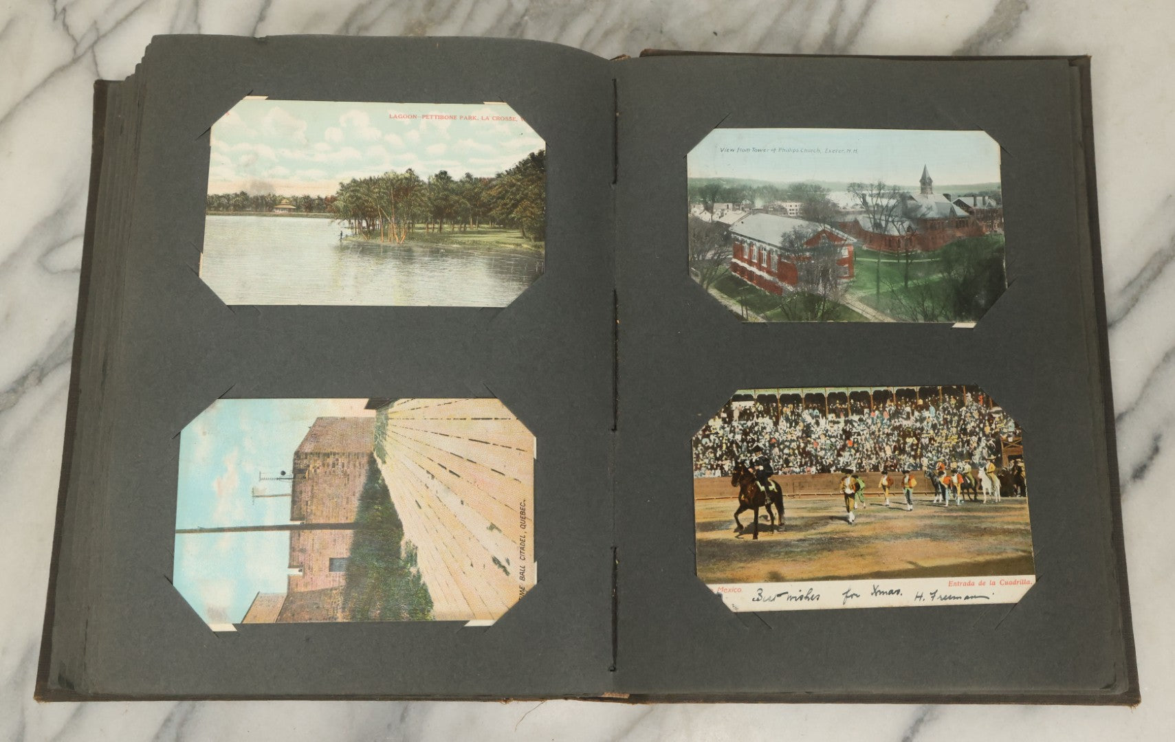 Lot 118 - Large Antique Postcard Album With 125+ Antique Postcards, Mostly Relating To Locations, Landmarks, Including Old Orchard Beach, Maine, Dartmouth College, New Hampshire, Other New England Scenes, All Postcards Pictured