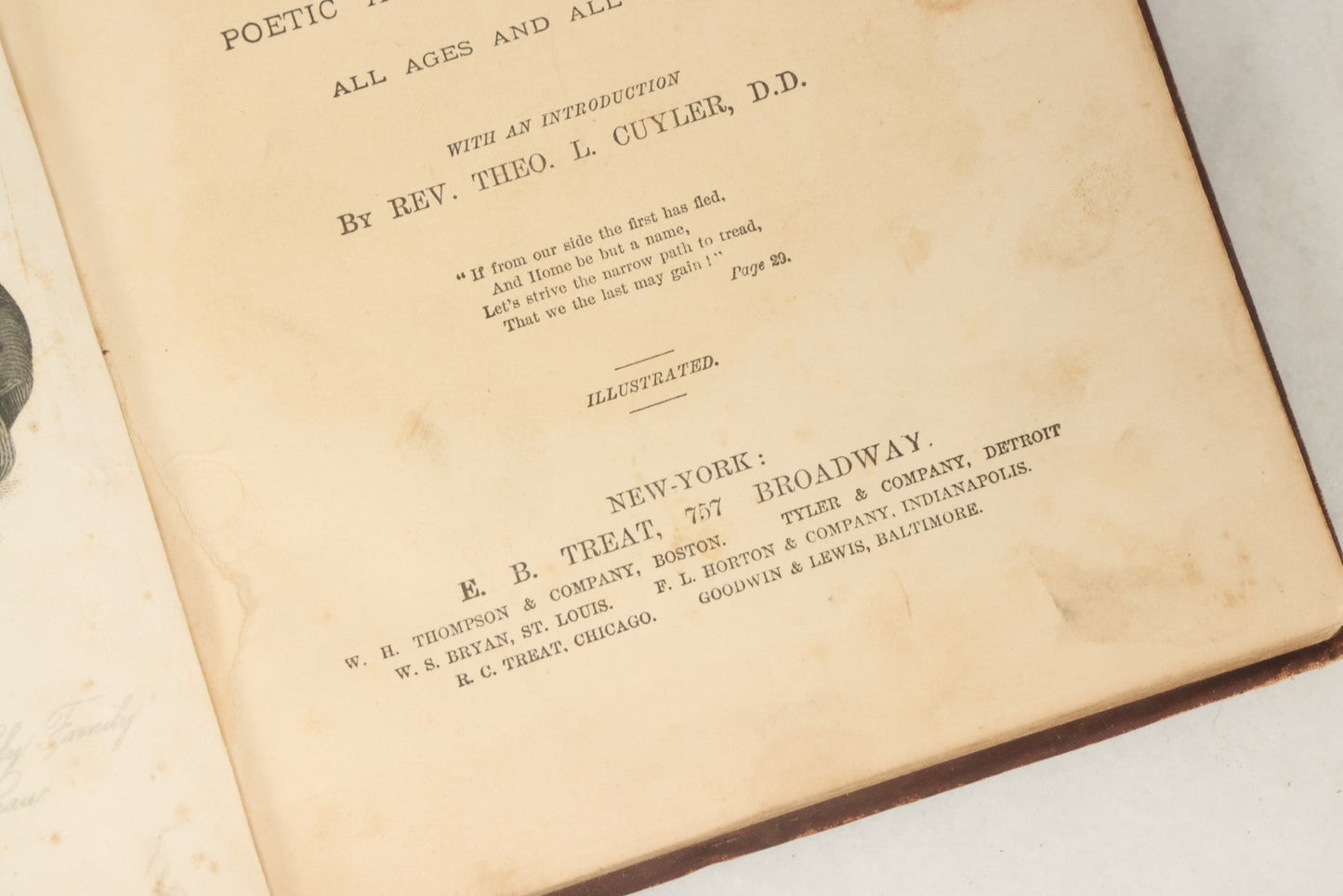 Lot 121 - "Golden Thoughts On Mother, Home, And Heaven From Poetic Prose And Literature" Antique Illustrated Book, E.B. Treat Publisher, New York, 1878