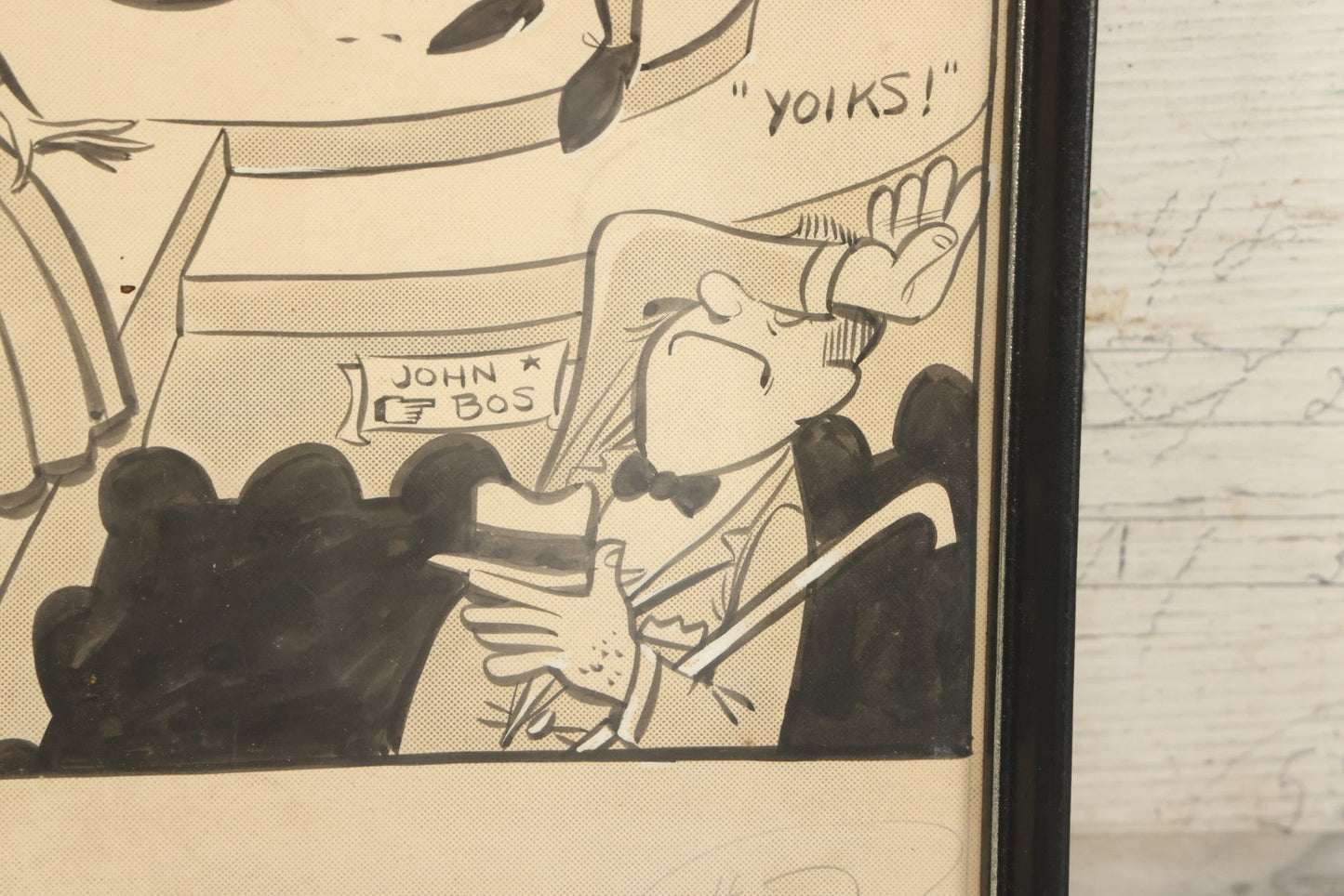 Lot 131 - Vintage Hand Drawn Original Political Cartoon Lampooning Maryland Politics, Featuring The Likenesses Of Governor J. Millard Tawes, Daniel Brewster, John A. Small, Thomas B. Miller, And John K. Bos, Circa 1960s, In Frame, 11-3/4" x 14-5/8"