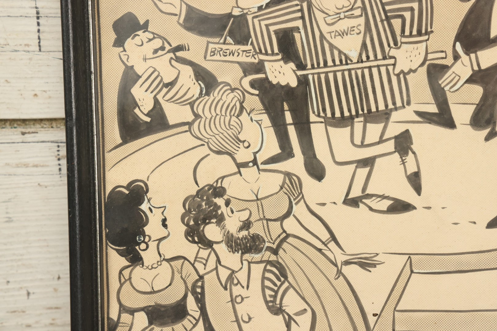 Lot 131 - Vintage Hand Drawn Original Political Cartoon Lampooning Maryland Politics, Featuring The Likenesses Of Governor J. Millard Tawes, Daniel Brewster, John A. Small, Thomas B. Miller, And John K. Bos, Circa 1960s, In Frame, 11-3/4" x 14-5/8"