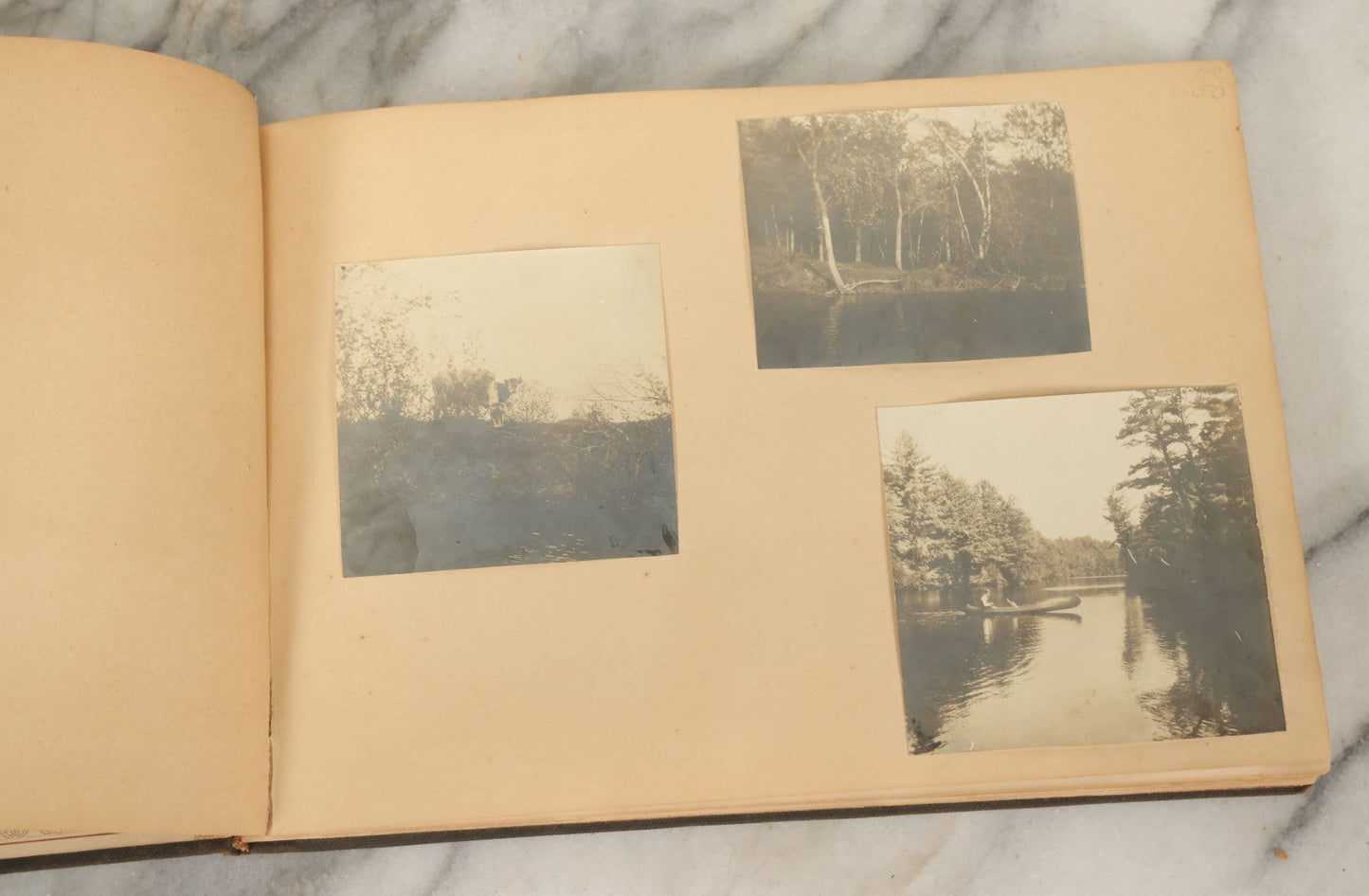 Lot 134 - Antique Black Photo Album With Many Snapshot Photographs, Including Of Boats, Ships, Interior Victorian Homes, Dogs, Young Folks Goofing Around, Etc., Circa 1900-1905 (All Pages Pictured)