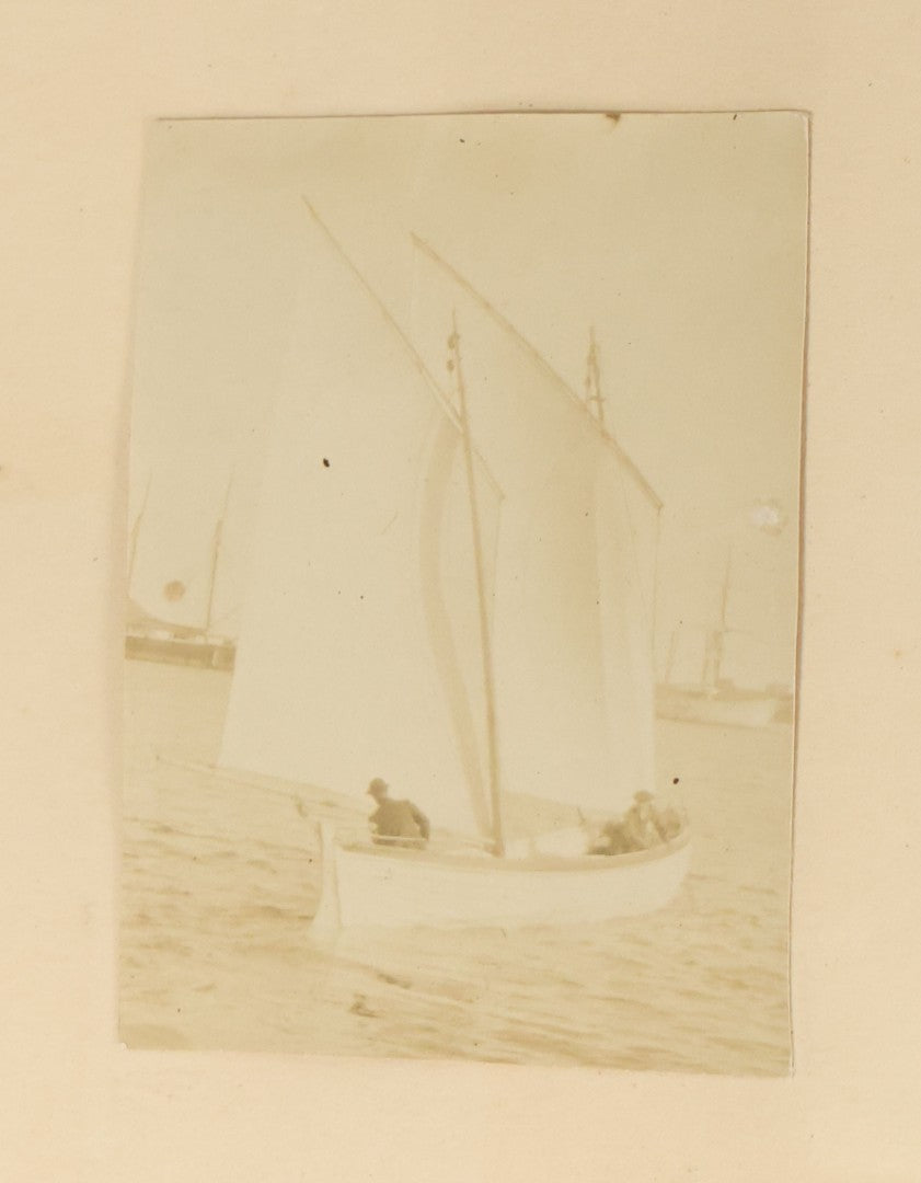 Lot 134 - Antique Black Photo Album With Many Snapshot Photographs, Including Of Boats, Ships, Interior Victorian Homes, Dogs, Young Folks Goofing Around, Etc., Circa 1900-1905 (All Pages Pictured)