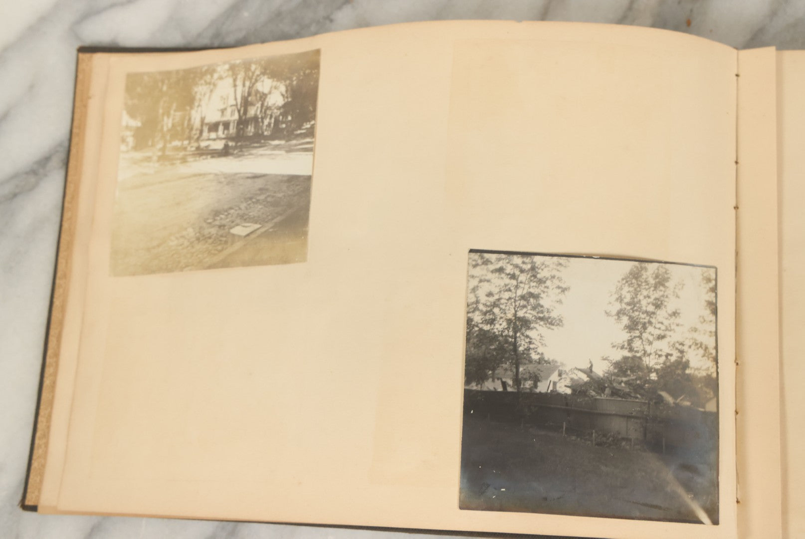 Lot 134 - Antique Black Photo Album With Many Snapshot Photographs, Including Of Boats, Ships, Interior Victorian Homes, Dogs, Young Folks Goofing Around, Etc., Circa 1900-1905 (All Pages Pictured)