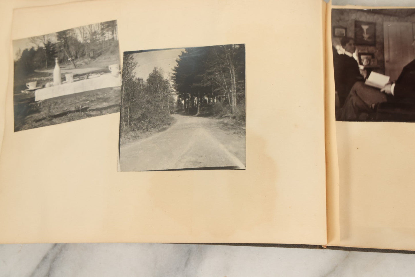 Lot 134 - Antique Black Photo Album With Many Snapshot Photographs, Including Of Boats, Ships, Interior Victorian Homes, Dogs, Young Folks Goofing Around, Etc., Circa 1900-1905 (All Pages Pictured)
