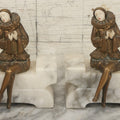 Lot 009 - Pair Of Art Deco Figural Pierrot Bookends, Cast Metal With Marble Bases, Sitting Clown Design