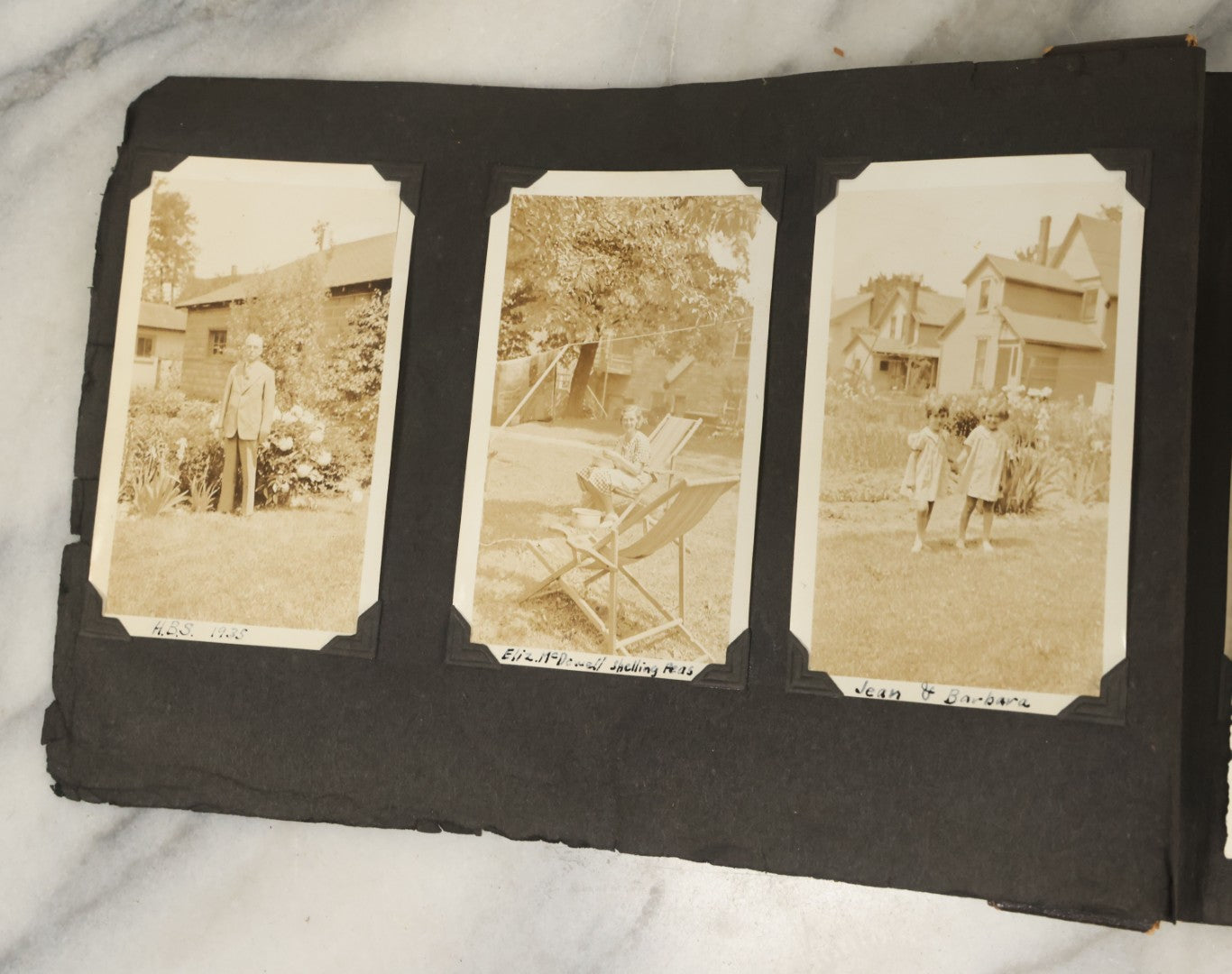 Lot 135 - Vintage Brown Photo Album With Detached Cover And Many Snapshot Photographs Including Gravestones, Houses, Churches, In And Around Nashua New Hampshire, Circa 1935 (All Pages Pictured)